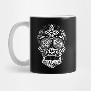 dark skull smile ecopop in floral totonac pattern ornament art Mug